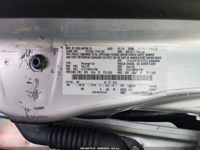Ford FOCUS SE 2014 1FADP3F27EL248068 Image 9