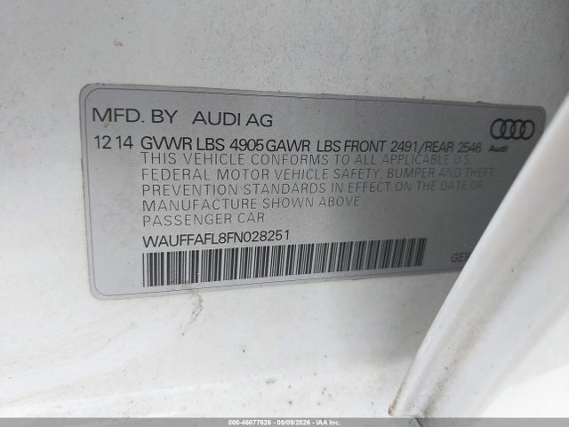Aukcja sprzedaży 2015 Audi A4 2.0t Premium, vin: WAUFFAFL8FN028251, numer aukcji: 46077626