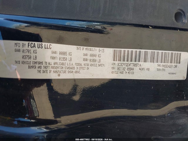Fiat 500E BATTERY ELECTRIC 2015 3C3CFFGEXFT709714 Image 9