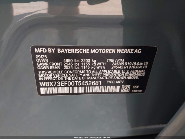 Aukcja sprzedaży 2026 Bmw X1 Xdrive28i, vin: WBX73EF00T5452681, numer aukcji: 46077674