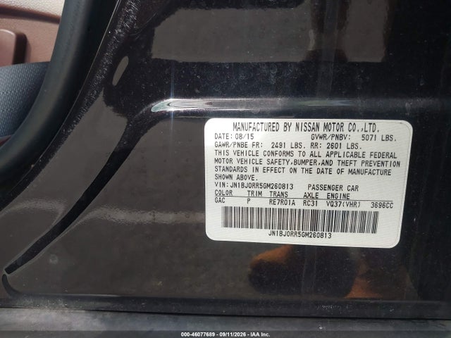 46077689 :رقم المزاد ، JN1BJ0RR5GM260813 vin ، 2016 Infiniti Qx50 مزاد بيع