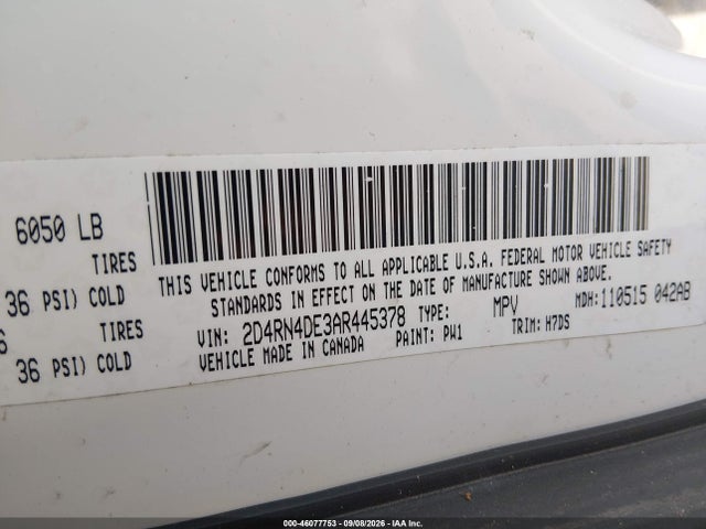Продаж на аукціоні авто 2010 Dodge Grand Caravan Se, vin: 2D4RN4DE3AR445378, номер лоту: 46077753