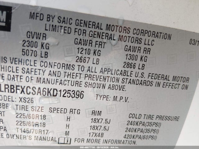 Продаж на аукціоні авто 2019 Buick Envision Fwd Essence, vin: LRBFXCSA6KD125396, номер лоту: 46077758