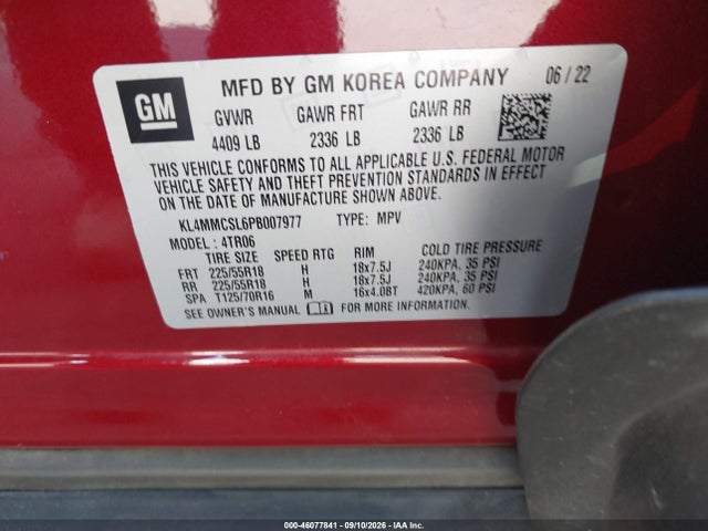 46077841 :رقم المزاد ، KL4MMCSL6PB007977 vin ، 2023 Buick Encore Gx Preferred Awd مزاد بيع