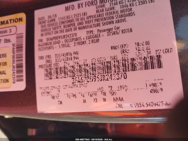 3FA6P0D95JR242370 Ford Fusion Titanium