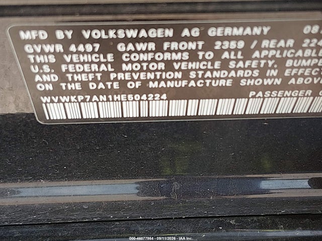 46077864 :رقم المزاد ، WVWKP7AN1HE504224 vin ، 2017 Volkswagen Cc 2.0t Sport مزاد بيع