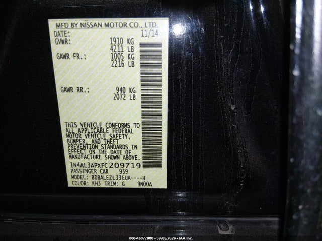 Nissan Altima 2.5 S 2015 1N4AL3APXFC209719 Image 9