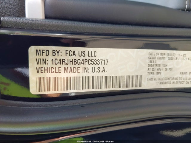 2023 Jeep Grand Cherokee Limited 4x4 მანქანა იყიდება აუქციონზე, vin: 1C4RJHBG4PC533717, აუქციონის ნომერი: 46077985