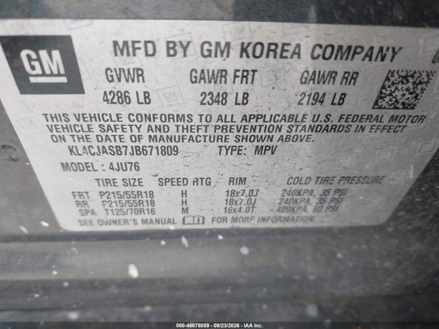 Продаж на аукціоні авто 2018 Buick Encore Preferred, vin: KL4CJASB7JB671809, номер лоту: 46078059