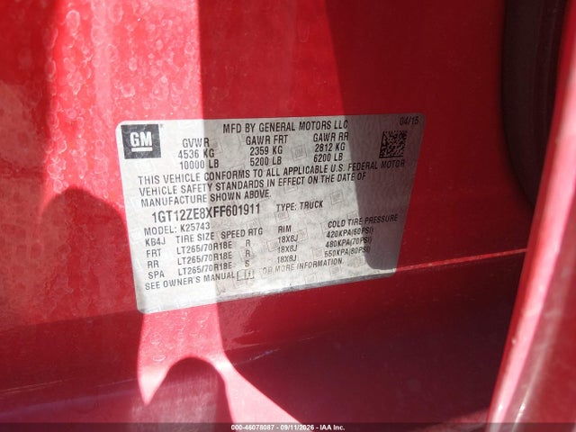 Aukcja sprzedaży 2015 Gmc Sierra 2500hd Slt, vin: 1GT12ZE8XFF601911, numer aukcji: 46078087