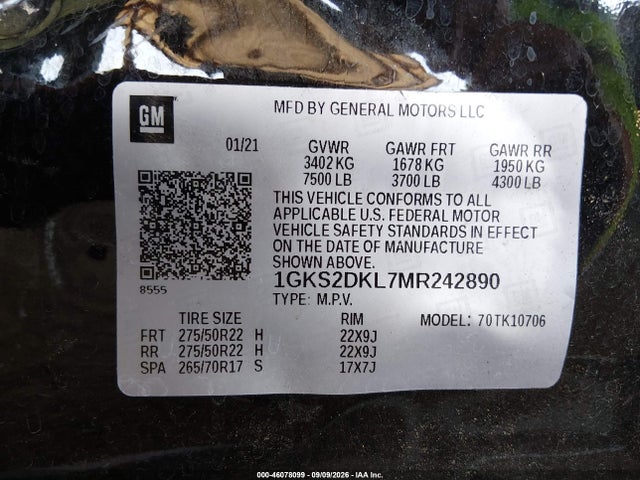 GMC Yukon 4wd Denali 2021 1GKS2DKL7MR242890 Image 9
