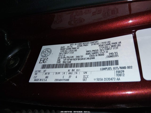 Ford F-150 Xlt 2016 1FTFW1EF8GKE36296 Image 9