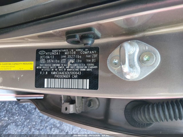 Продаж на аукціоні авто 2013 Hyundai Accent Gls, vin: KMHCU4AE6DU580643, номер лоту: 46078192