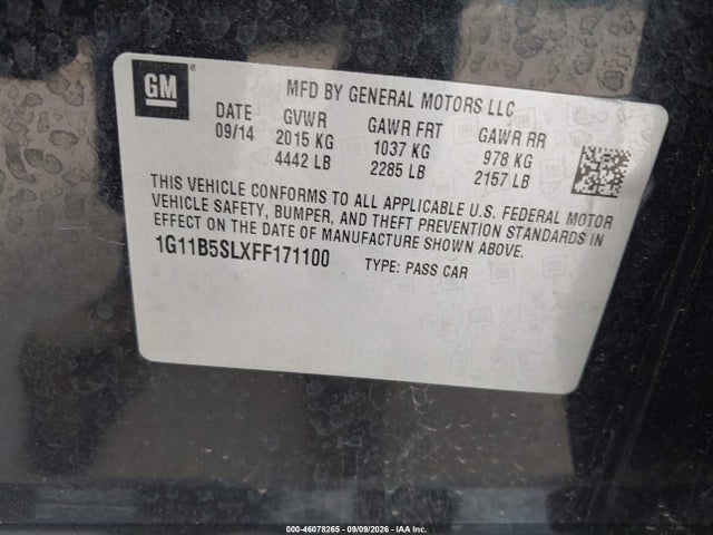 Chevrolet MALIBU LS 2015 1G11B5SLXFF171100 Image 9