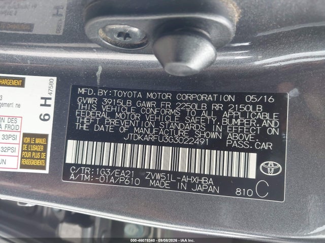 Toyota Prius Four Touring 2016 JTDKARFU3G3022491 Image 9