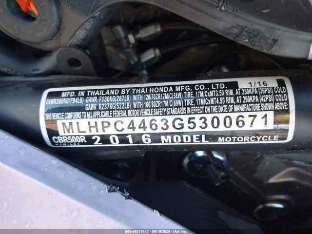 Honda Cbr500 R 2016 MLHPC4463G5300671 Image 10
