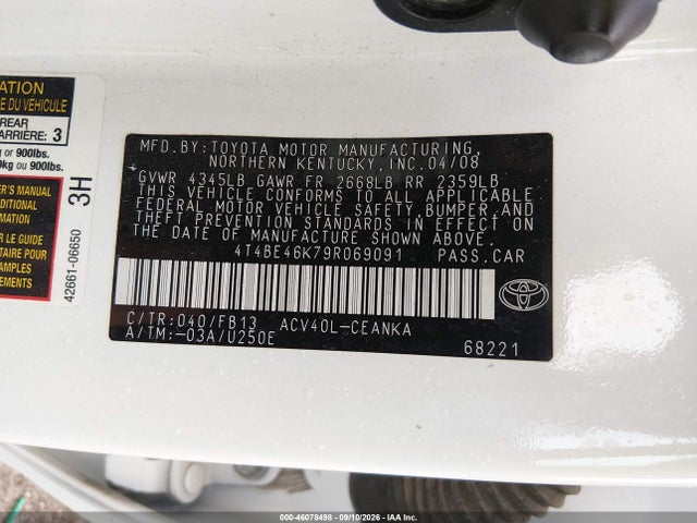 46078498 :رقم المزاد ، 4T4BE46K79R069091 vin ، 2009 Toyota Camry Le مزاد بيع