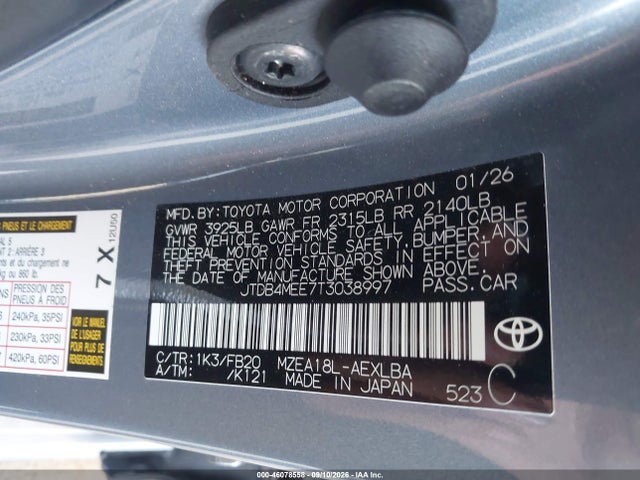 Toyota COROLLA LE 2026 JTDB4MEE7T3038997 Image 9