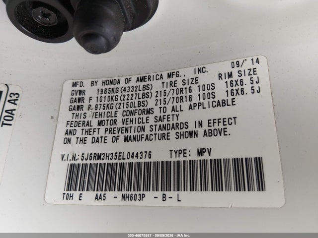 Honda CR-V LX 2014 5J6RM3H35EL044376 Image 9