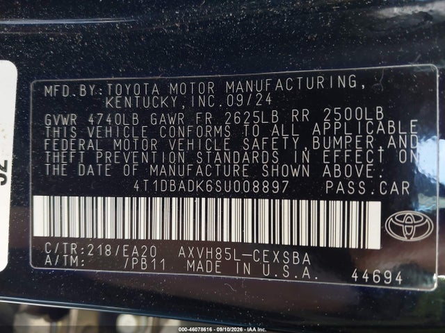 Toyota CAMRY SE 2025 4T1DBADK6SU008897 Image 9