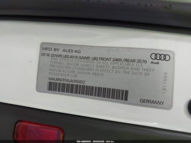Aukcja sprzedaży 2018 Audi A5 2.0t Premium, vin: WAUBNCF58JA095852, numer aukcji: 46078761