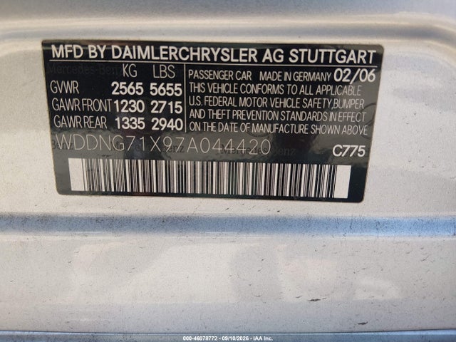 Продаж на аукціоні авто 2007 Mercedes-benz S 550, vin: WDDNG71X97A044420, номер лоту: 46078772