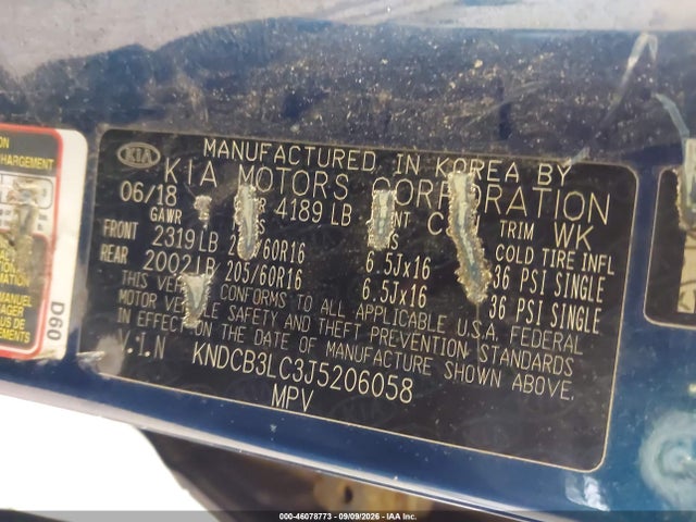 46078773 :رقم المزاد ، KNDCB3LC3J5206058 vin ، 2018 Kia Niro Lx مزاد بيع