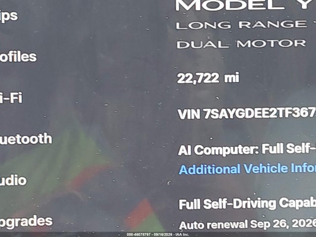 Продажа на аукционе авто 2026 Tesla Model Y All-wheel Drive/long Range Launch Series/premium All-wheel Drive, vin: 7SAYGDEE2TF367288, номер лота: 46078797