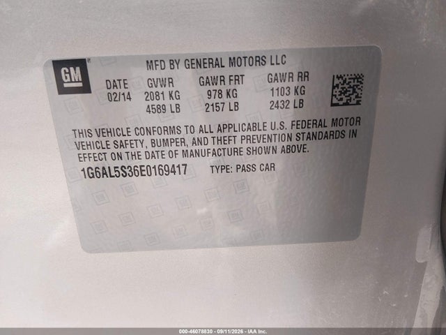Aukcja sprzedaży 2014 Cadillac Ats Premium, vin: 1G6AL5S36E0169417, numer aukcji: 46078830