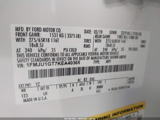 Ford Expedition Xl 2019 1FMJU1GT7KEA40365 Image 9