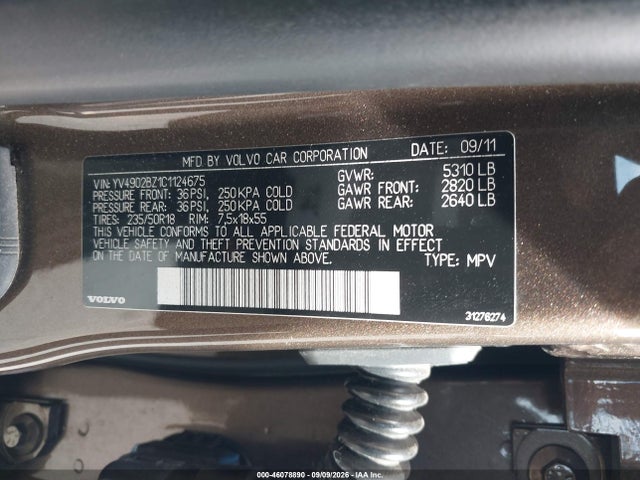 Aukcja sprzedaży 2012 Volvo Xc70 T6/t6 Platinum/t6 Premier Plus, vin: YV4902BZ1C1124675, numer aukcji: 46078890