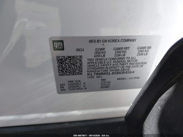 Aukcja sprzedaży 2025 Chevrolet Trailblazer Fwd Ls, vin: KL79MMSL4SB084564, numer aukcji: 46079071