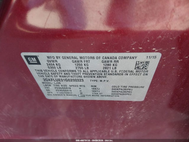 Продажа на аукционе авто 2016 Gmc Terrain Slt, vin: 2GKFLUE31G6200323, номер лота: 46079135