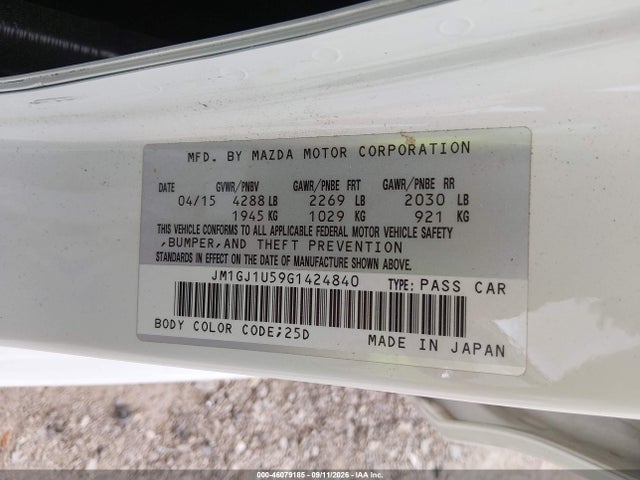 Продажа на аукционе авто 2016 Mazda Mazda6 I Sport, vin: JM1GJ1U59G1424840, номер лота: 46079185