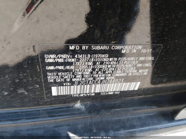 JF2GTACC4JH244823 Subaru Crosstrek 2.0i Premium