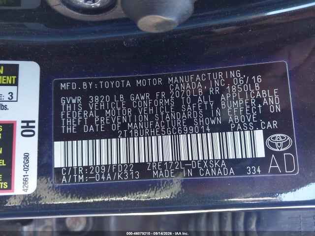 Toyota Corolla S Plus 2016 2T1BURHE5GC699014 Image 9