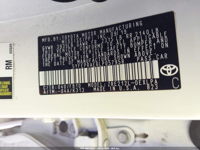 Toyota COROLLA LE 2020 5YFEPRAE6LP057958 Image 9