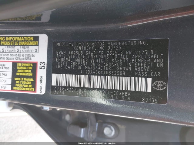 Toyota CAMRY XSE 2026 4T1DAACKXTU652909 Image 9