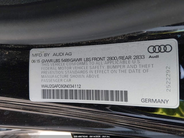 Продаж на аукціоні авто 2016 Audi A7 3.0t Premium Plus, vin: WAU2GAFC6GN034112, номер лоту: 46079240
