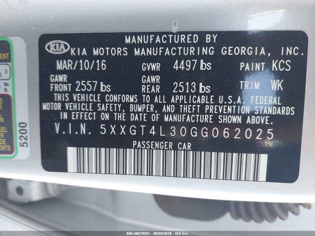 KIA Optima Lx 2016 5XXGT4L30GG062025 Image 9
