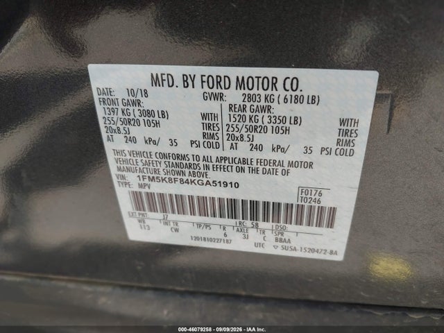 Aukcja sprzedaży 2019 Ford Explorer Limited, vin: 1FM5K8F84KGA51910, numer aukcji: 46079258