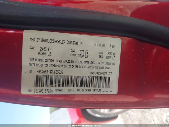 46079260 :رقم المزاد ، 2B3KA53H47H655936 vin ، 2007 Dodge Charger Rt مزاد بيع