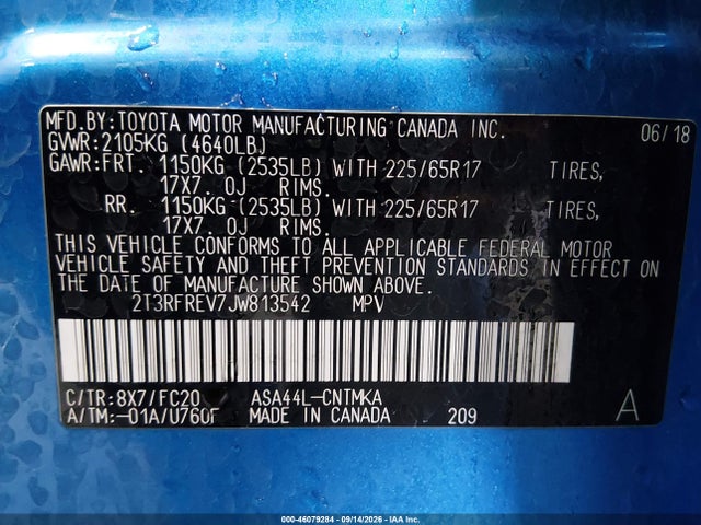 Toyota Rav4 Xle 2018 2T3RFREV7JW813542 Image 9