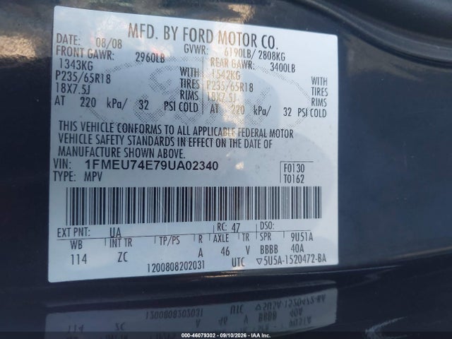 Aukcja sprzedaży 2009 Ford Explorer Eddie Bauer, vin: 1FMEU74E79UA02340, numer aukcji: 46079302