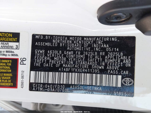 Toyota CAMRY LE 2014 4T4BF1FKXER411395 Image 9