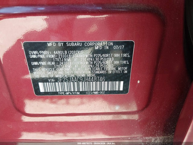 Продаж на аукціоні авто 2018 Subaru Forester 2.5i, vin: JF2SJAAC9JH448746, номер лоту: 46079370