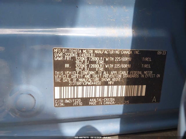 Aukcja sprzedaży 2023 Toyota Rav4 Hybrid Se, vin: 2T3T6RFV3PW044650, numer aukcji: 46079378