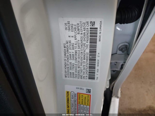 Продажа на аукционе авто 2026 Honda Civic Sport, vin: 2HGFE2F52TH606122, номер лота: 46079502