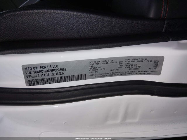 Продажа на аукционе авто 2024 Dodge Durango Gt Plus Rwd, vin: 1C4RDHDG9RC203689, номер лота: 46079511