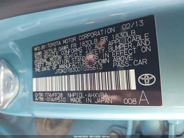 Продаж на аукціоні авто 2013 Toyota Prius C Two, vin: JTDKDTB30D1035613, номер лоту: 46079536